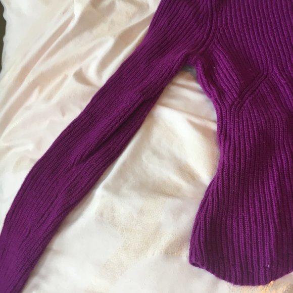 Ted Baker Finda Scallop Edge Ribbed Sweater deep purple pink size 1 - Picture 6 of 13